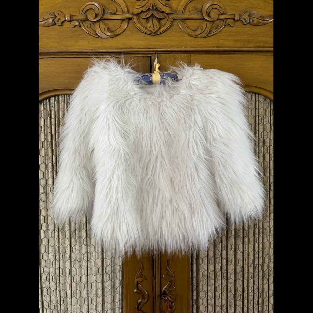 Vintage Winter White Fur Cropped Top
